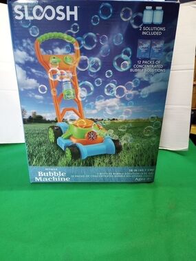 Orange & Blue Bubble Mower Toy - Kids Bubble Machine
